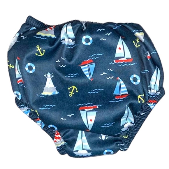 Iplay Reusable Swim Diaper Nautical Sailboat Lighthouse UPF 50+ Size 6M 10-18lbs - Picture 2 of 4